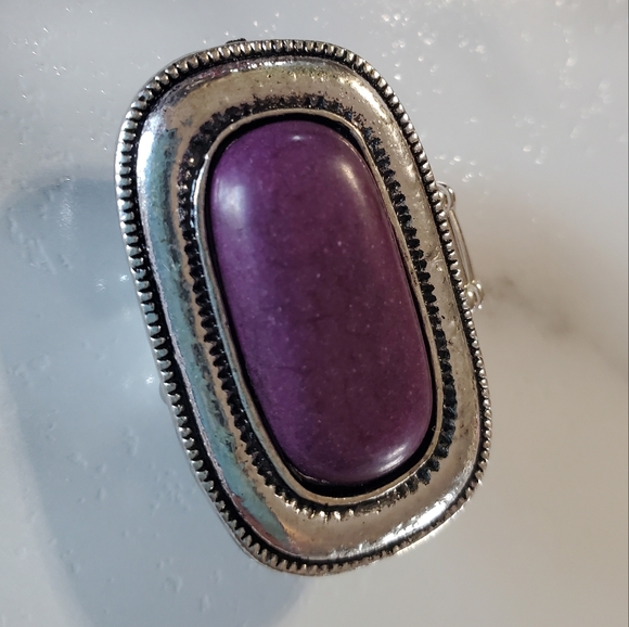 Purple Stone Silver Tone Stretch Band  💥3 for $24💥 - Picture 15 of 15